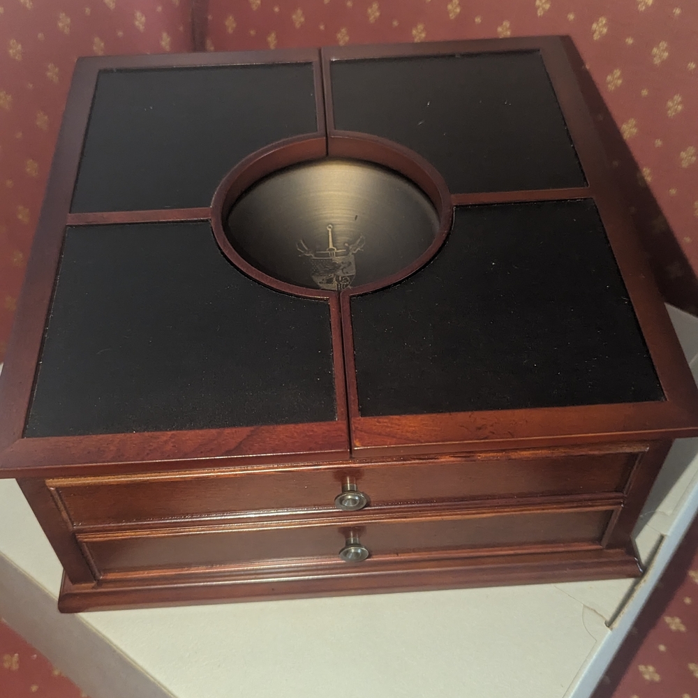 Elegant Wooden Jewelry Box with Black Accents